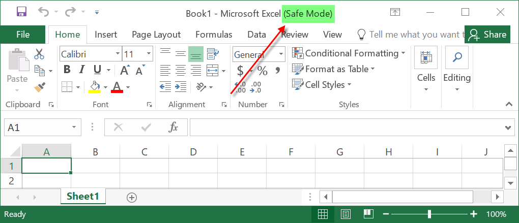 Safe Mode Excel