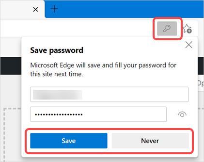 Save Password in Edge