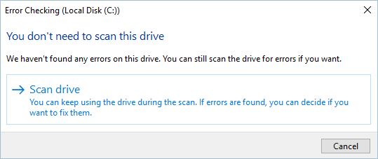 Scan Drive For Error Checking
