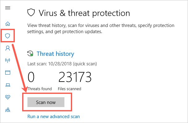 Scan for Viruses and Threats