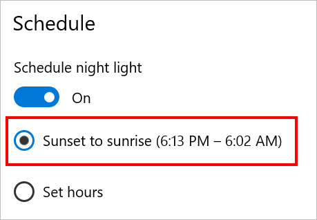 Schedule Night Light Mode