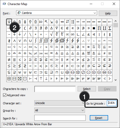 Search Unicode Codepoint