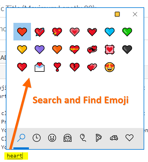 Search and Find Emoji in Windows 10