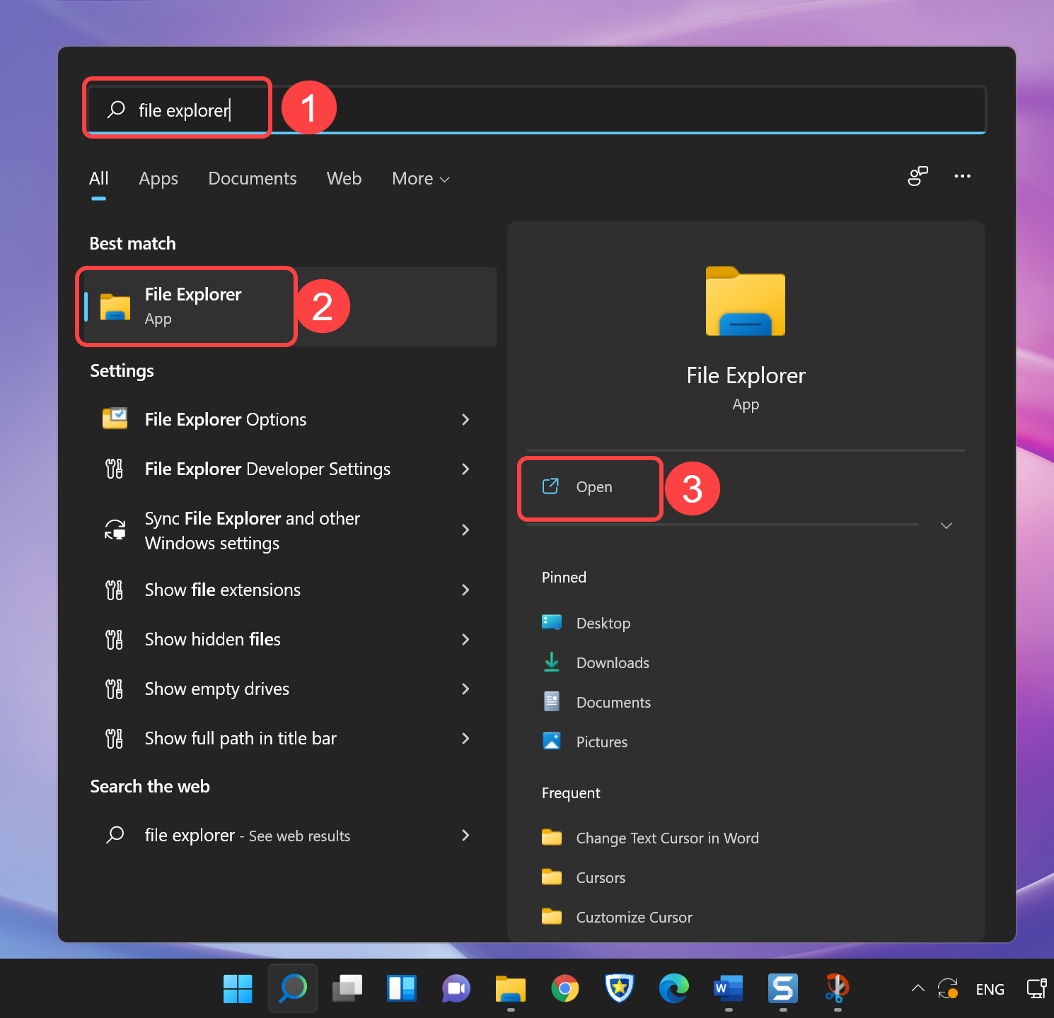 Search and Open File Explorer