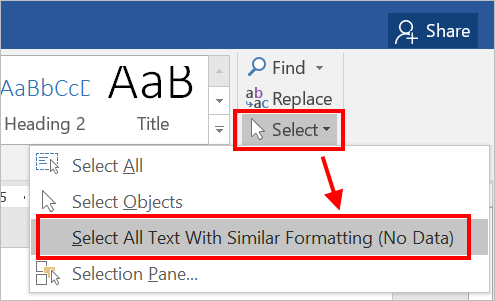 Select All Text With Similar Formatting