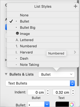Select Bullet List in Pages