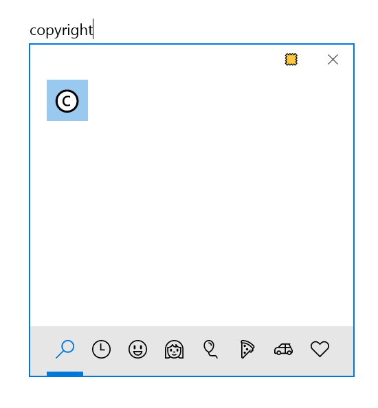 Select Copyright from Windows Emoji Keyboard