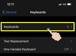 Select Keyboards Option