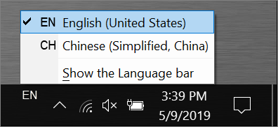 Select Language in Language Bar