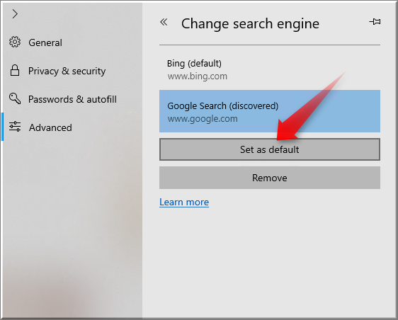 Set Default Search Engine