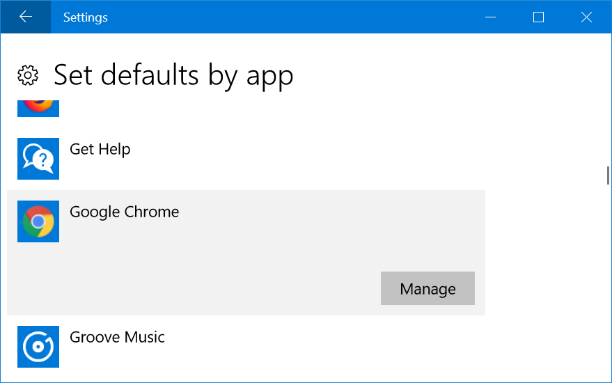 Set Defaults by Apps
