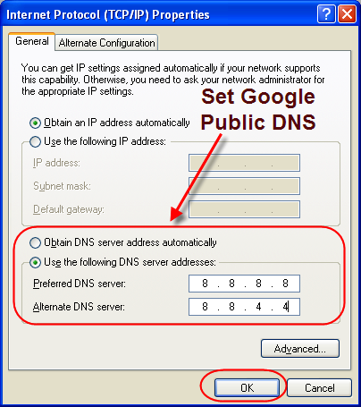 Set Google Public DNS