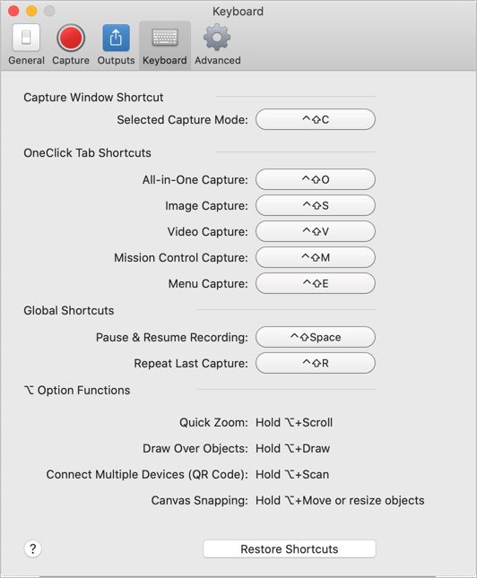 Set Keyboard Shortcuts in Snagit Mac