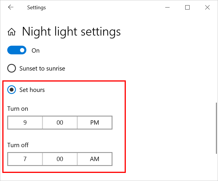 Set Specific Hours for Night Mode