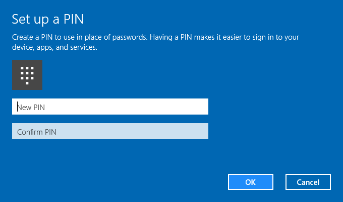 Set up a PIN Password