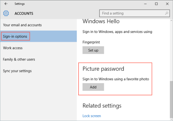 Setting Up Picture Password