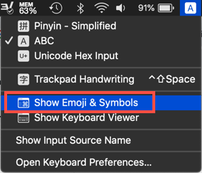 Show Emoji and Symbols in Mac