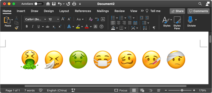 Sick Emoji Symbols in Mac Word