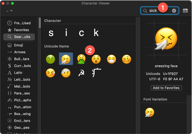 Sick Emoji in Mac