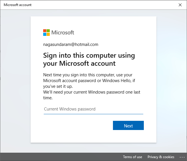 Sign in With Microsoft Account
