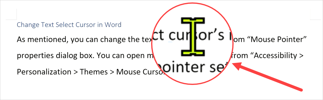 Size and Color of Text Select Cursor