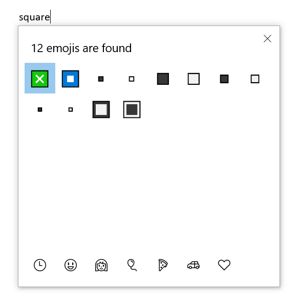 Square Emoji in Windows 10