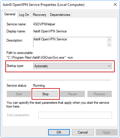 Stopping Service in Windows 10