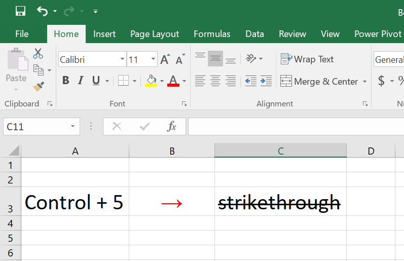 Strikethrough Shortcut in Excel