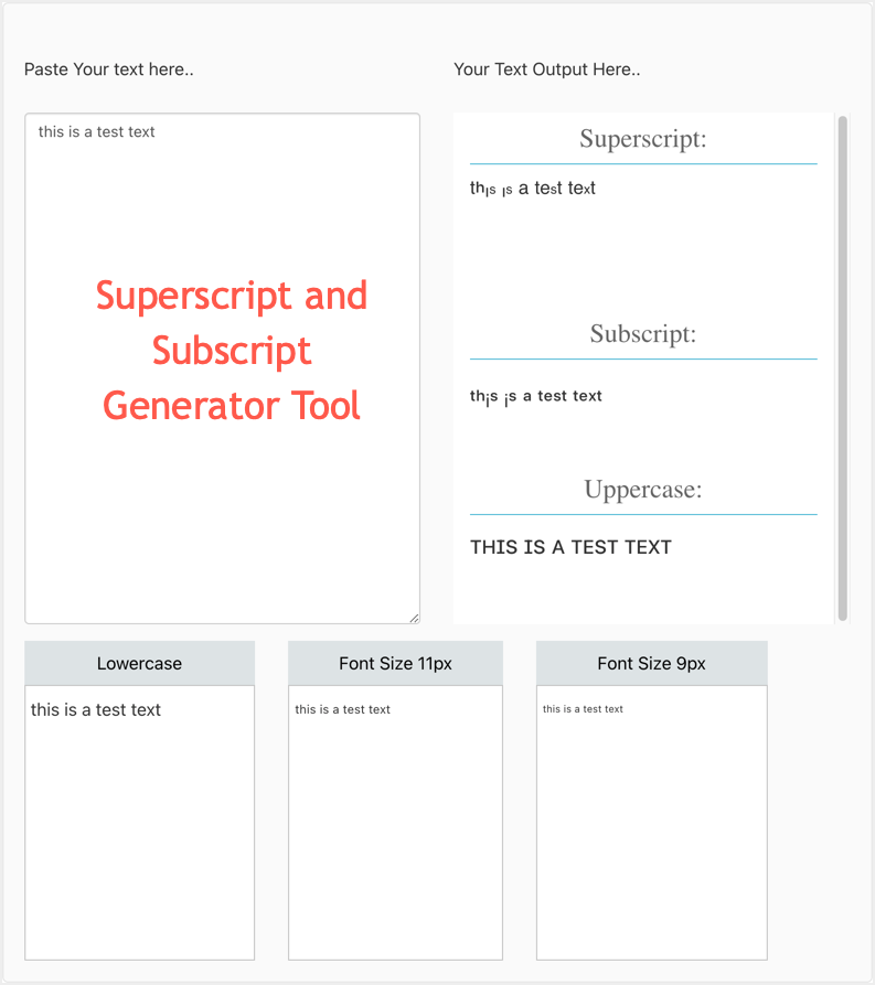 Superscript and Subscript Generator Tool