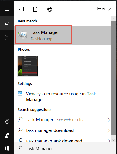 Task Manager From Start Menu
