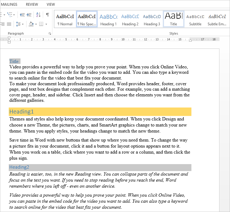 Text Styles in Word