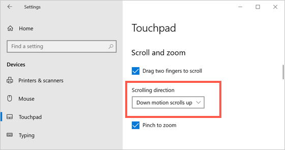 Touchpad Scroll and Zoom