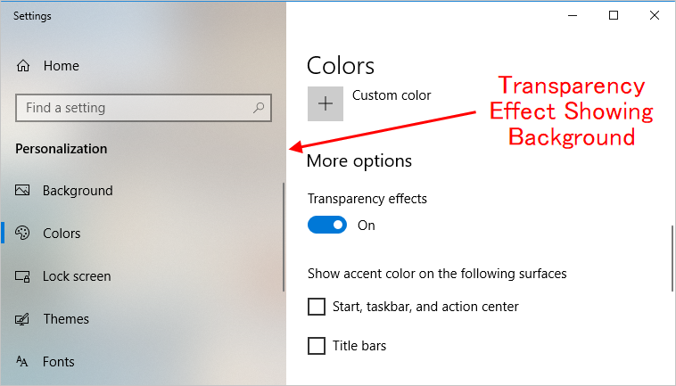 Transparent App Screen in Windows 10