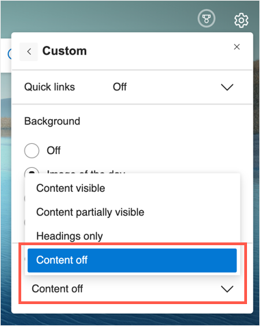 Turn Feed Content Off in Edge