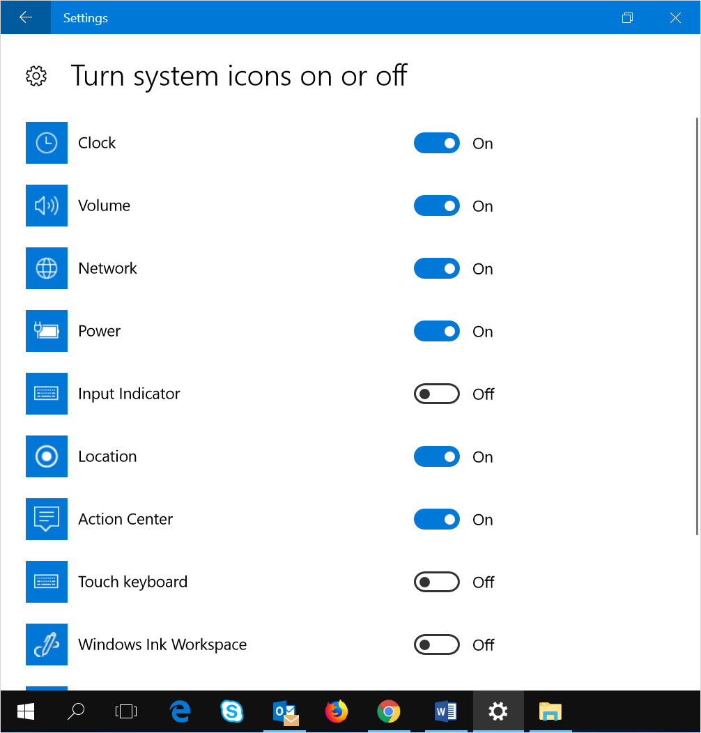 Turning Off System Tray Icons