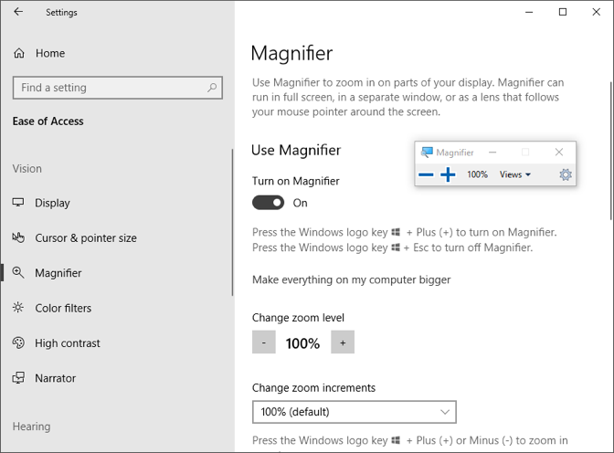 Turning On Magnifier