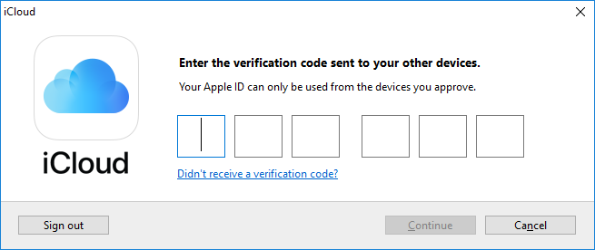 Two Factor Authentication for iCloud Access in Windows