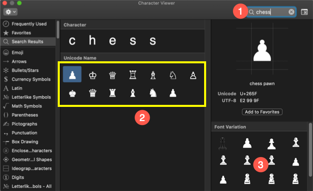 Type Chess Symbols in Mac