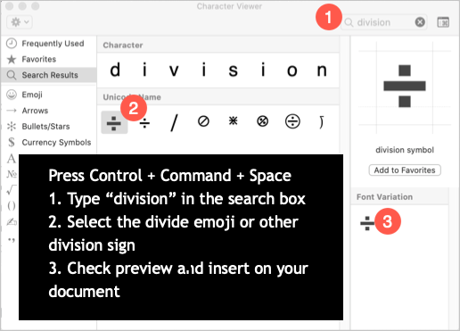 Type Division Symbols in Mac