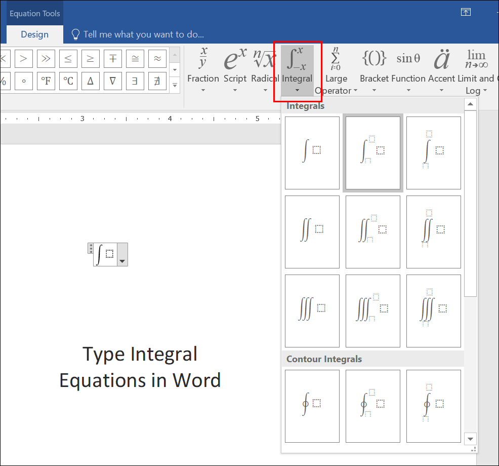 Type Integral Equations in Word