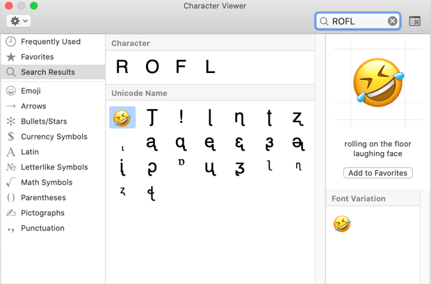 Type ROFL Emoji in Mac