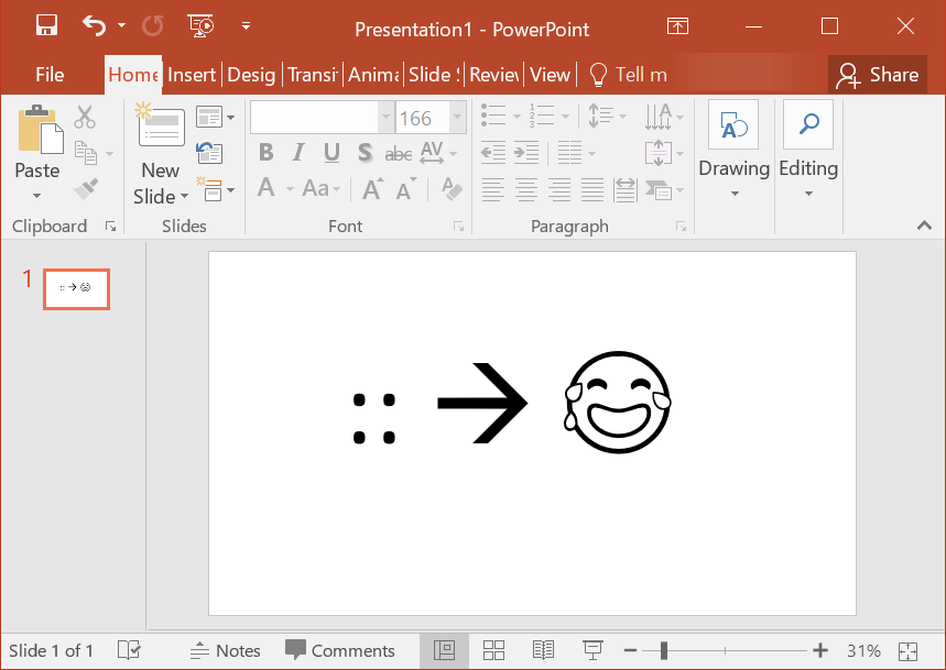 Type Shortcut in PowerPoint