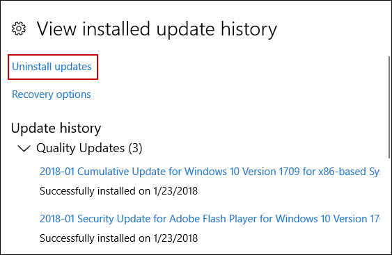 Uninstalling Last Windows Update