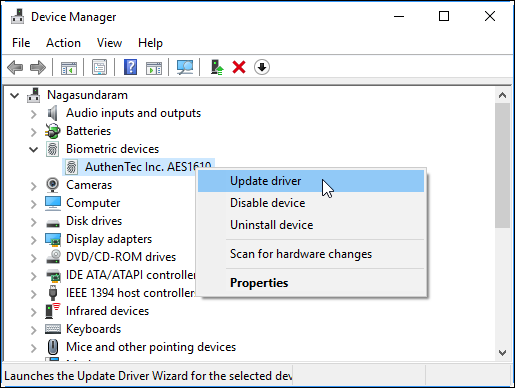 Update Driver in Windows 10