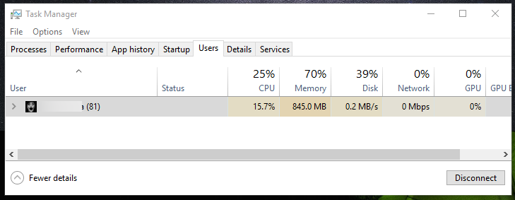 Users Tab In Task Manager