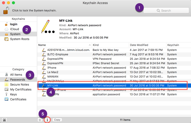 Using Keychain Access to Find Wi-Fi Password in Mac