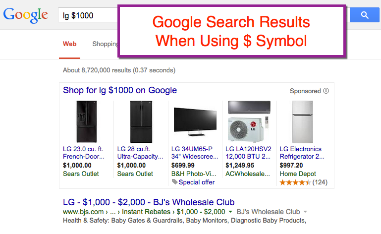 Using $ Symbol in Google Search