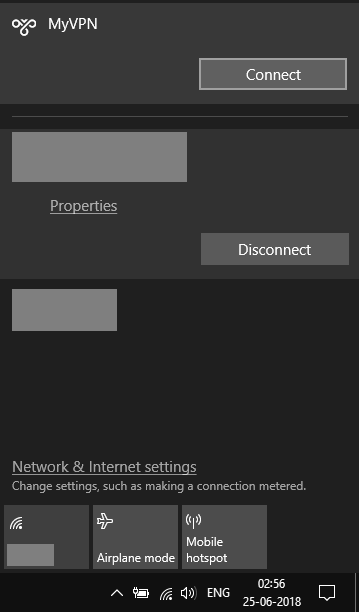 VPN Connection Through Taskbar