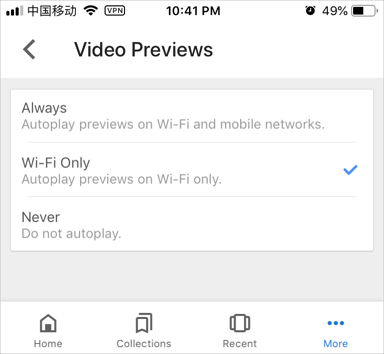 Video Previews on Google App