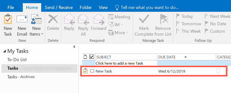 View Created Task